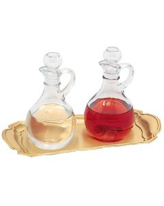 Glass Cruets and Tray for Church Wine and Water