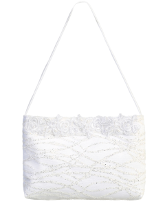 Satin communion purse with corded lace & bow