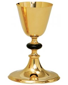 Gold Communion Chalice with Black Node 12 oz with Paten