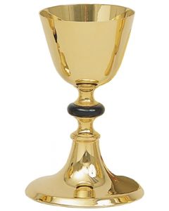 Gold Communion Chalice with Black Node 10 oz. with Paten