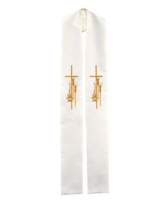 Gold Cross and Wheat Clergy Stole or Deacon Stole