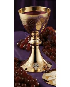 etched celtic cross chalice and paten