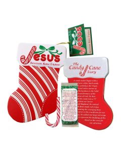 Jesus Scripture Candy Cane Stocking Tin 