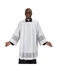 Latin Cross and IHS Lace Clergy Surplice