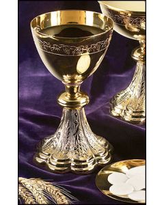 grapes and wheat engraved chalice and paten