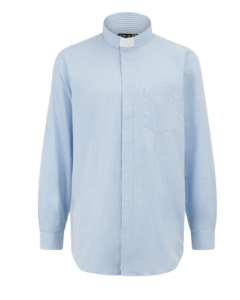 Light Blue Gingham Checkered Clergy Shirt 
