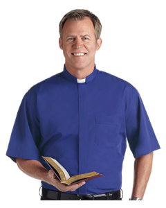 Men's Short Sleeve Royal Blue Clergy Shirt 