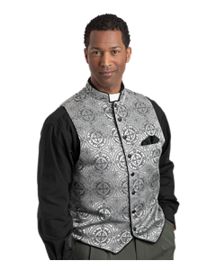 Men's Silver Brocade Clergy Vest