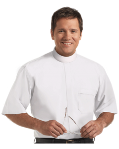 Mens Short Sleeve White Clergy Shirt