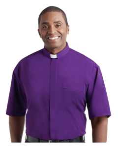 Men's Short Sleeve Purple Clergy Shirt 
