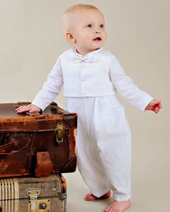 Long Sleeve Cotton Christening Coverall with Vest 