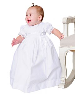 Baby Girl Cotton Christening Baptism Gown with Venise Lace