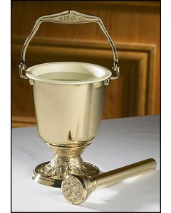 Embossed Holy Water Pot with Sprinkler Set