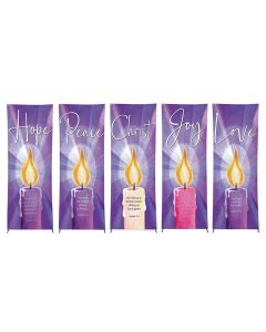 Purple Advent Candle Church Banner Set - Set of 5