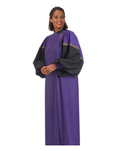 Purple and Gold Choir Gown with ribbon accents
