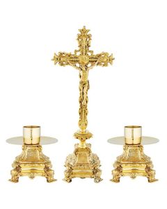 Brass Church Altar Set IHS Symbol 24"