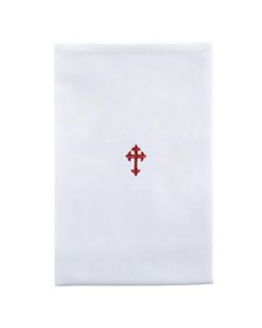 Red Fleur De Lis Cross Lavabo Towel - 12/pk