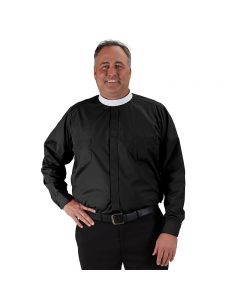 Roomey Toomey Neckband Clergy Shirt Long Sleeve Black