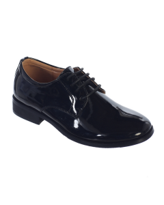 These boys first communion shoes feature a soft non shiny black patent leather.  These  black patent leather first communion shoes for boys are available while supplies last