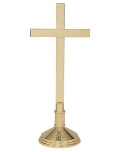 Plain Brass Altar Cross with Optional IHS Symbol