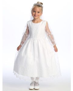 First Communion Dress Embroidered tulle with cross designs