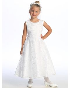 A-Line First Communion Dress Embroidered tulle with sequins