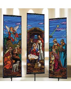 Stained Glass Nativity Banner Set