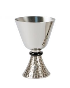 Stainless Steel Communion Chalice with Hammered Base