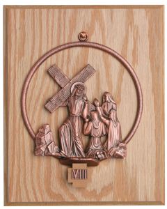 Stations of the Cross on Oak Plaques