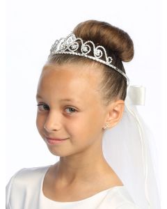 First Communion Tiara with Cross and Veil