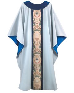 Tapestry of Life Blue Trim Clergy Chasuble
