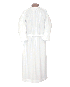 Traditional Plain Clergy Alb with Stand Up Collar