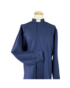Dark Blue Cotton Men's Clergy Shirt