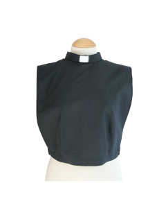 Women's Black Sleeveless Slim Fit Tab Collar Knit Clergy Top