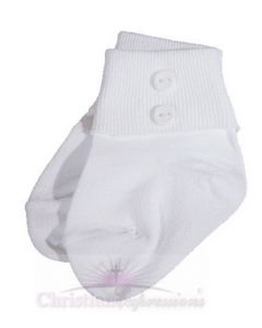 Boys White Christening Socks with Buttons