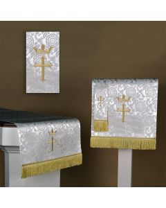 White Brocade Parament Set with Cross and Crown