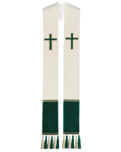 Cream and Green Clergy Overlay Stole