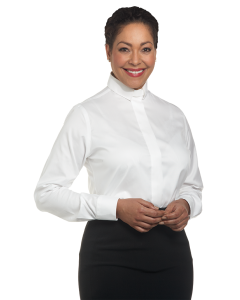 Womens Tab Collar White Long Sleeve Clergy Blouse