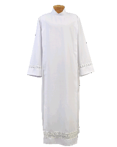 Wool Blend Clergy Alb with Embroidered Crosses