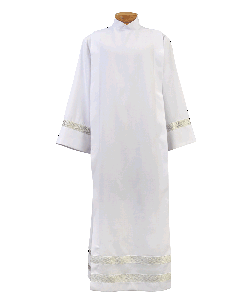 Wool Blend Clergy Alb with Silver Embroidery