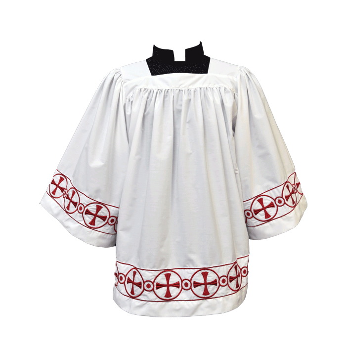 Cotton Blend Clergy Surplice with Cross Banding