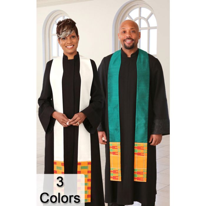 African Kente Fabric Clergy Overlay Stole