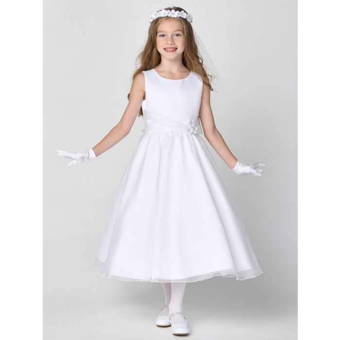 A Line First Communion Dress with crystal organza skirt