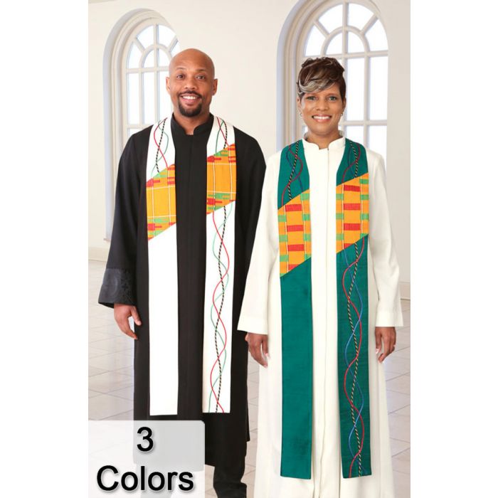 African River of Life Kente Clergy Stole