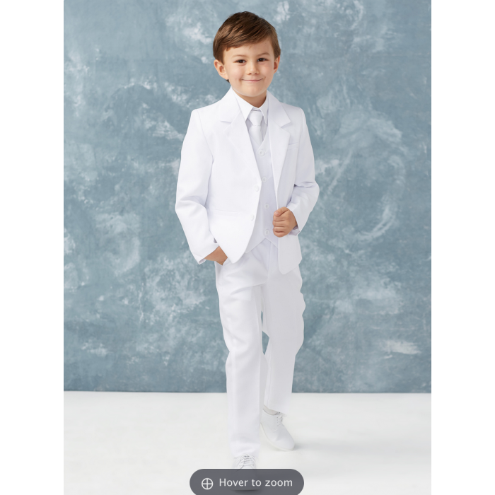 Boys White Slim Fit First Communion Suit