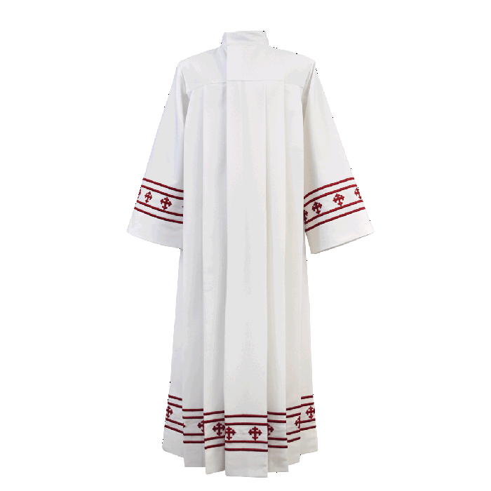 Clergy Alb with Red Embroidery for Men and Women