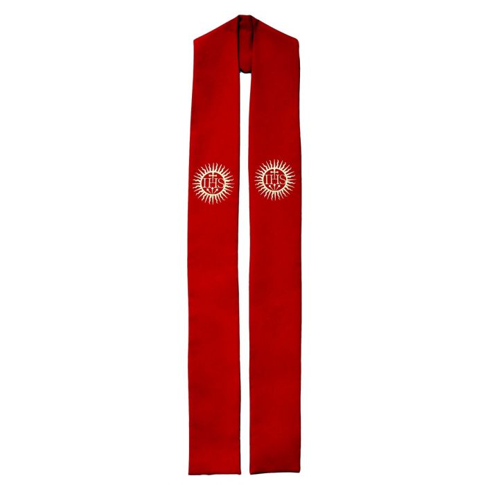 Cross and Flames IHS Clergy Stole or Deacon Stole
