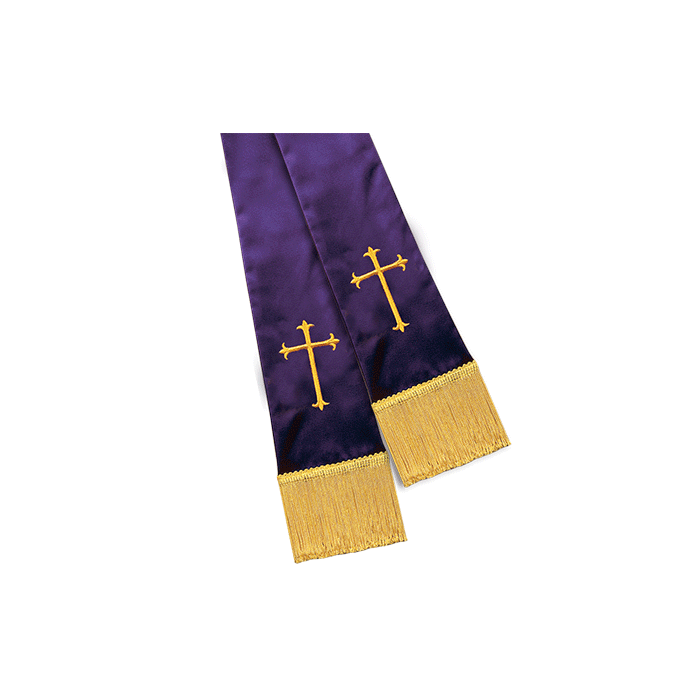 Empress Satin Pulpit Clergy Stole Purple Cross