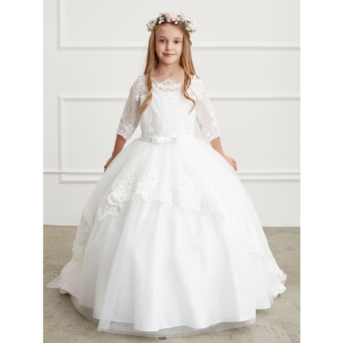 Off Shoulder Holy Communion Dress with Train
