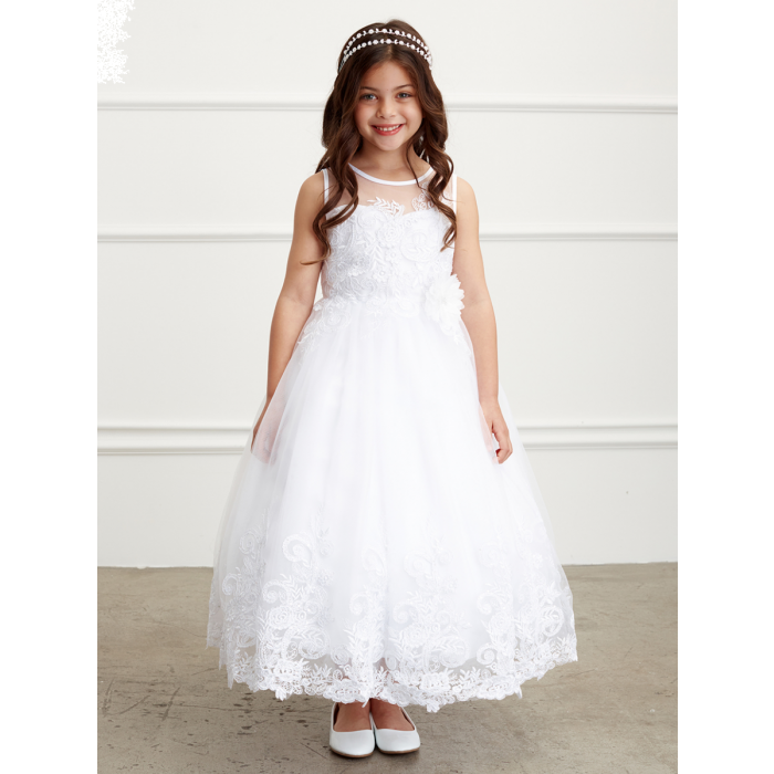 First Communion  Dress with Lace Bodice and Skirt